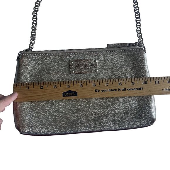 KATE SPADE Gold Shiny Clutch Leather Chain Strap Shoulder Bag Purse - Picture 6 of 13